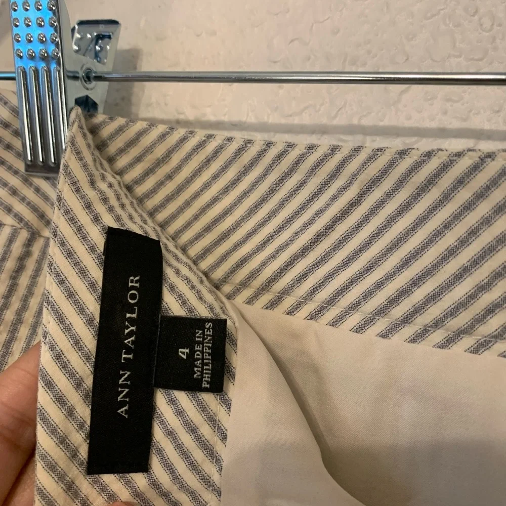 Ann Taylor Striped Pencil Skirt - Tan and Black